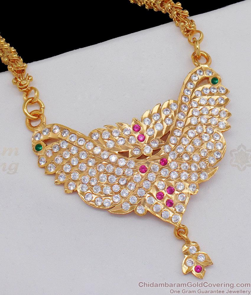 Attractive Five Metal Multi Stone Gold Plated Dollar Chain For Women BGDR608