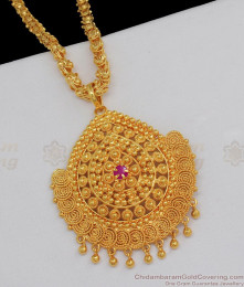 One Gram Gold Big Dollar Chain With Ruby Stone For Ladies Daily Wear BGDR602 One Gram Gold Big Dollar Chain With Ruby Stone For Ladies Daily Wear BGDR602