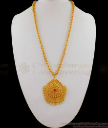 One Gram Gold Big Dollar Chain With Ruby Stone For Ladies Daily Wear BGDR602 One Gram Gold Big Dollar Chain With Ruby Stone For Ladies Daily Wear BGDR602