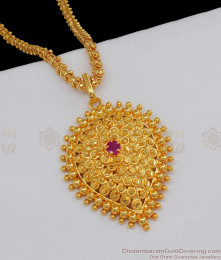 New Model Gold Long Chain Dollar With Ruby Stone One Gram Jewelry BGDR626 New Model Gold Long Chain Dollar With Ruby Stone One Gram Jewelry BGDR626