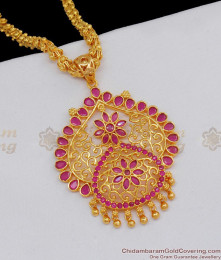 Exclusive Gold Covering Chain With Dollar AD Ruby Stones Jewelry For Women BGDR631 Exclusive Gold Covering Chain With Dollar AD Ruby Stones Jewelry For Women BGDR631