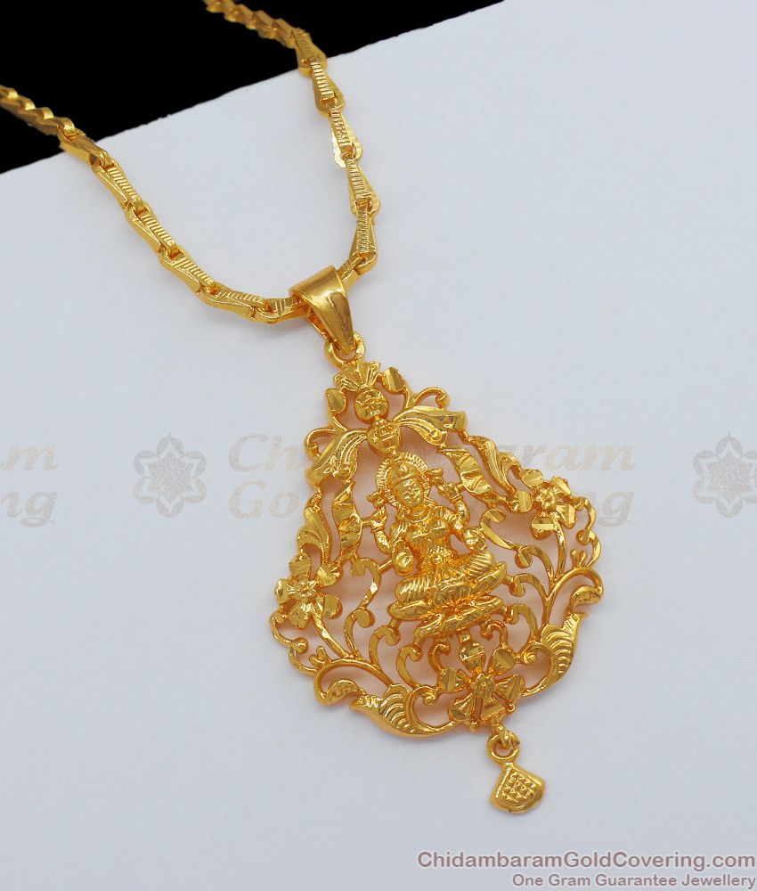 Simple Gold Dollar Chain Lakshmi Design For Ladies Daily Wear BGDR669