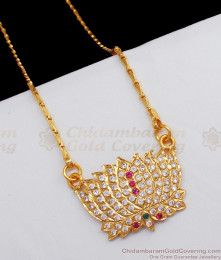 Original Impon Lotus Multi Color Stone Gold Dollar Chain Design BGDR671 Original Impon Lotus Multi Color Stone Gold Dollar Chain Design BGDR671