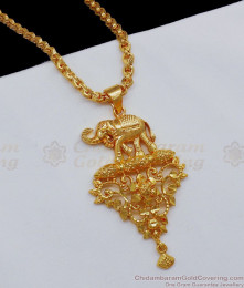 Elephant Design One Gram Gold Dollar With Chain BGDR698 Elephant Design One Gram Gold Dollar With Chain BGDR698