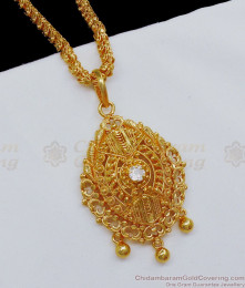 Fabulous Design Single White Stone One Gram Gold Dollar With Chain BGDR705 Fabulous Design Single White Stone One Gram Gold Dollar With Chain BGDR705