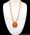 Devotional Lakshmi Design Ruby Stone Dollar With Chain BGDR708