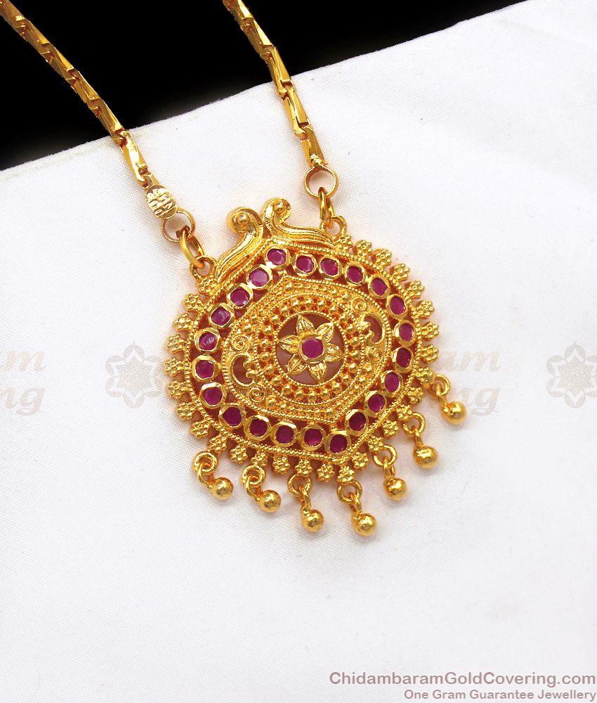 Fancy Design Ruby Stone Dollar Wheat Chain Daily Wear BGDR709