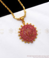 Vibrant Full Ruby Stone Gold Dollar With Chain For Party Wear BGDR711