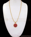 Vibrant Full Ruby Stone Gold Dollar With Chain For Party Wear BGDR711