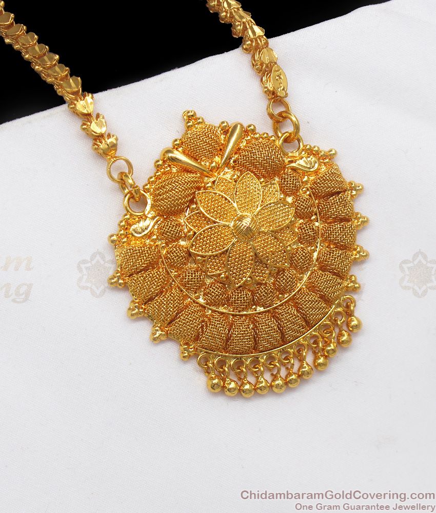 Simple But Stylish Design One Gram Plain Gold Dollar With Chain BGDR713