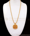 Peacock Design Ruby White Polki Stone Gold Dollar Chain BGDR717