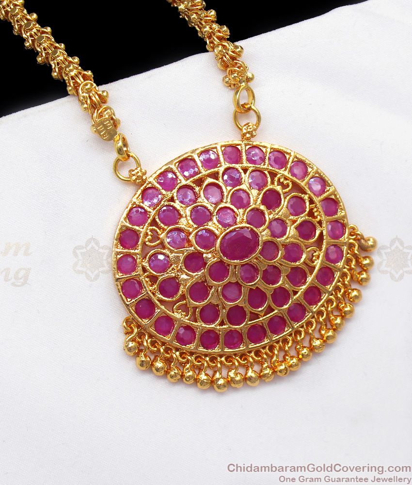 Trendy Design Ruby Kemp Stone One Gram Gold Dollar Chain BGDR719