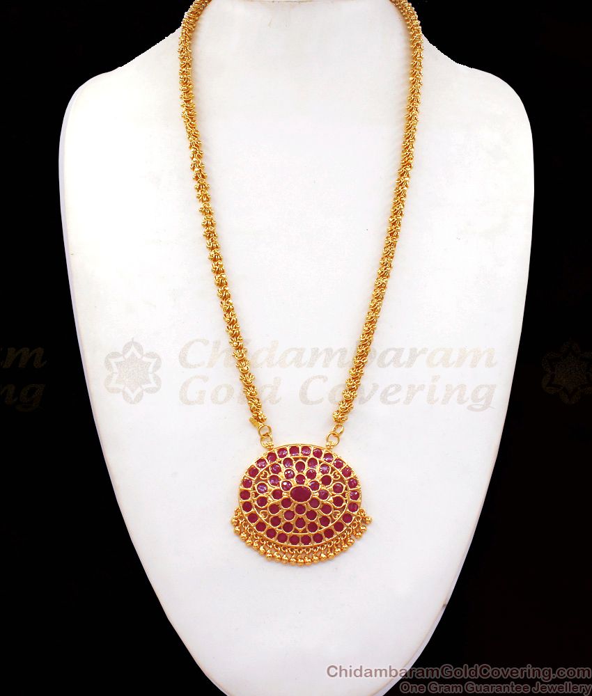 Trendy Design Ruby Kemp Stone One Gram Gold Dollar Chain BGDR719