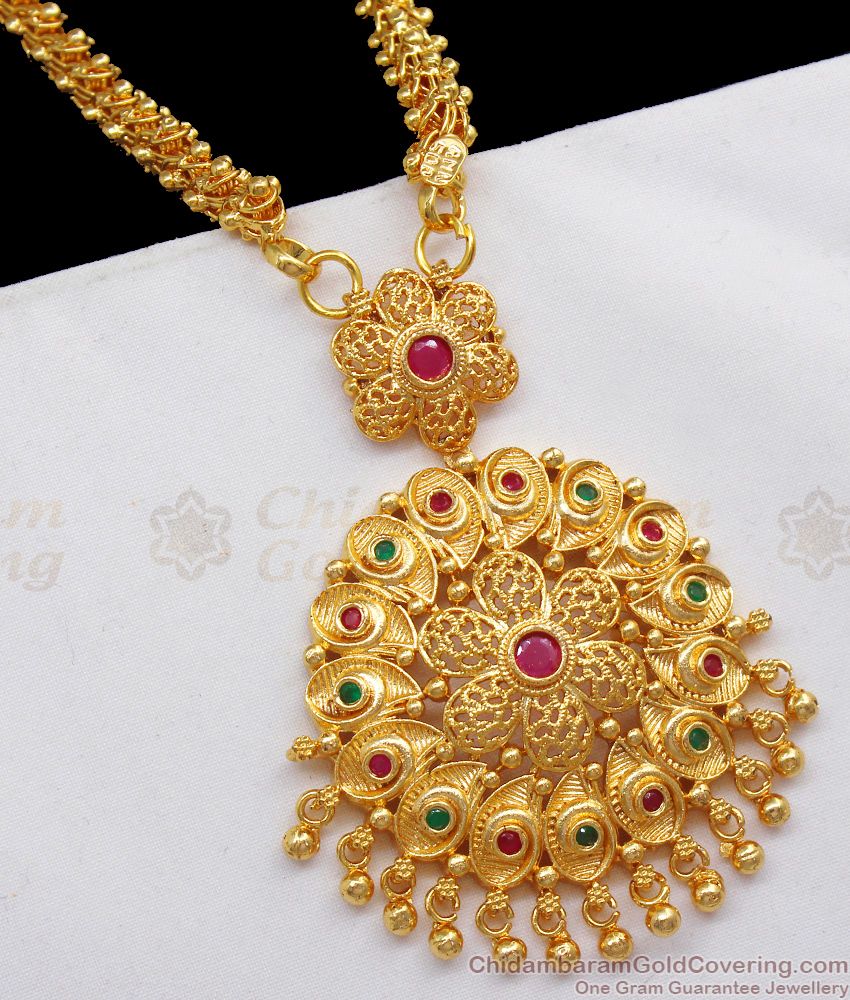 Grand Gold Imitation Dollar Chain MultiStones One Gram Jewelry BGDR721