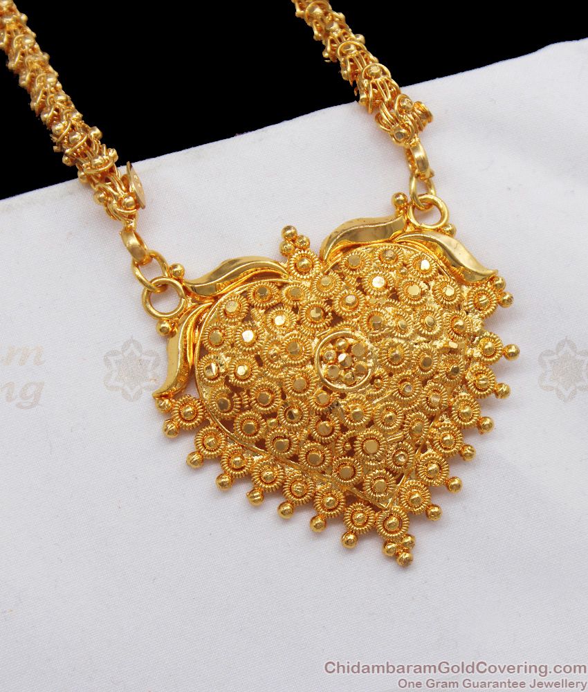 Heart Dollar One Gram Gold Chain For Ladies Daily Wear BGDR722