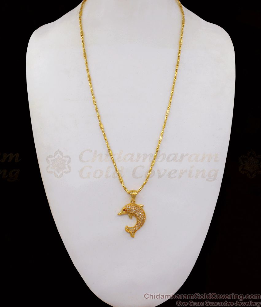 Beautiful Dolphin Dollar AD Stone Gold Chain Womens Fashions BGDR728