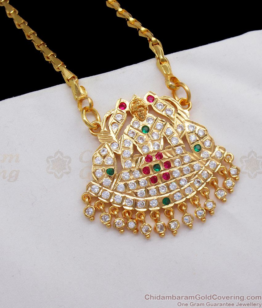 Latest Gaja Lakshmi Devi Dollar Chain Gold Tone Imitation Jewelry BGDR738