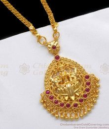 Devotional Lakshmi Dollar With Ruby Stone Long Heart Chain Shop Online BGDR751 Devotional Lakshmi Dollar With Ruby Stone Long Heart Chain Shop Online BGDR751