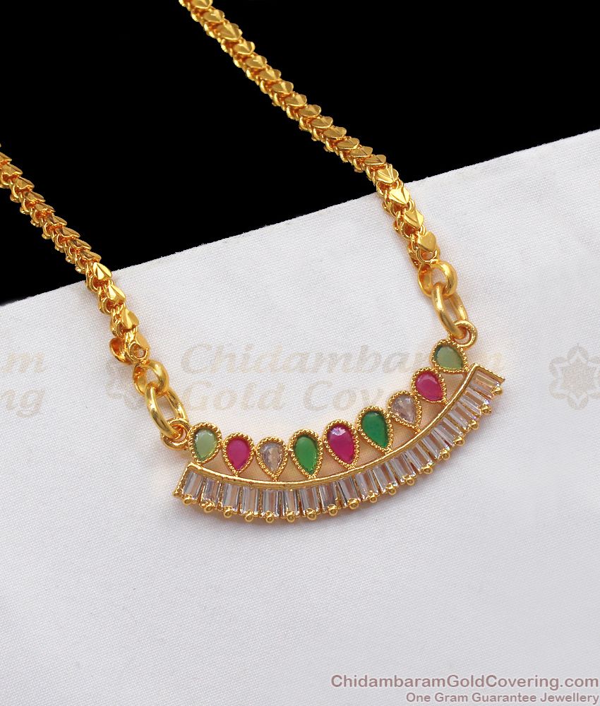 New Collection 1 Gram Gold Chain With Dollar For Ladies BGDR754