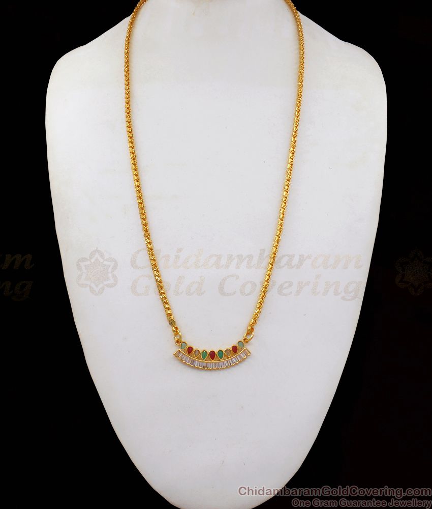 New Collection 1 Gram Gold Chain With Dollar For Ladies BGDR754