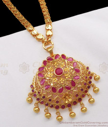 Thick Chain Ruby Stone Big Dollar Gold Design Party Wear BGDR760 Thick Chain Ruby Stone Big Dollar Gold Design Party Wear BGDR760