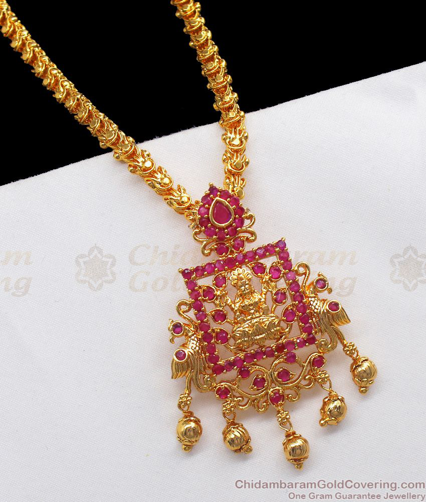 Ruby Stone Lakshmi Dollar Chain for Women Real Gold Designs BGDR767