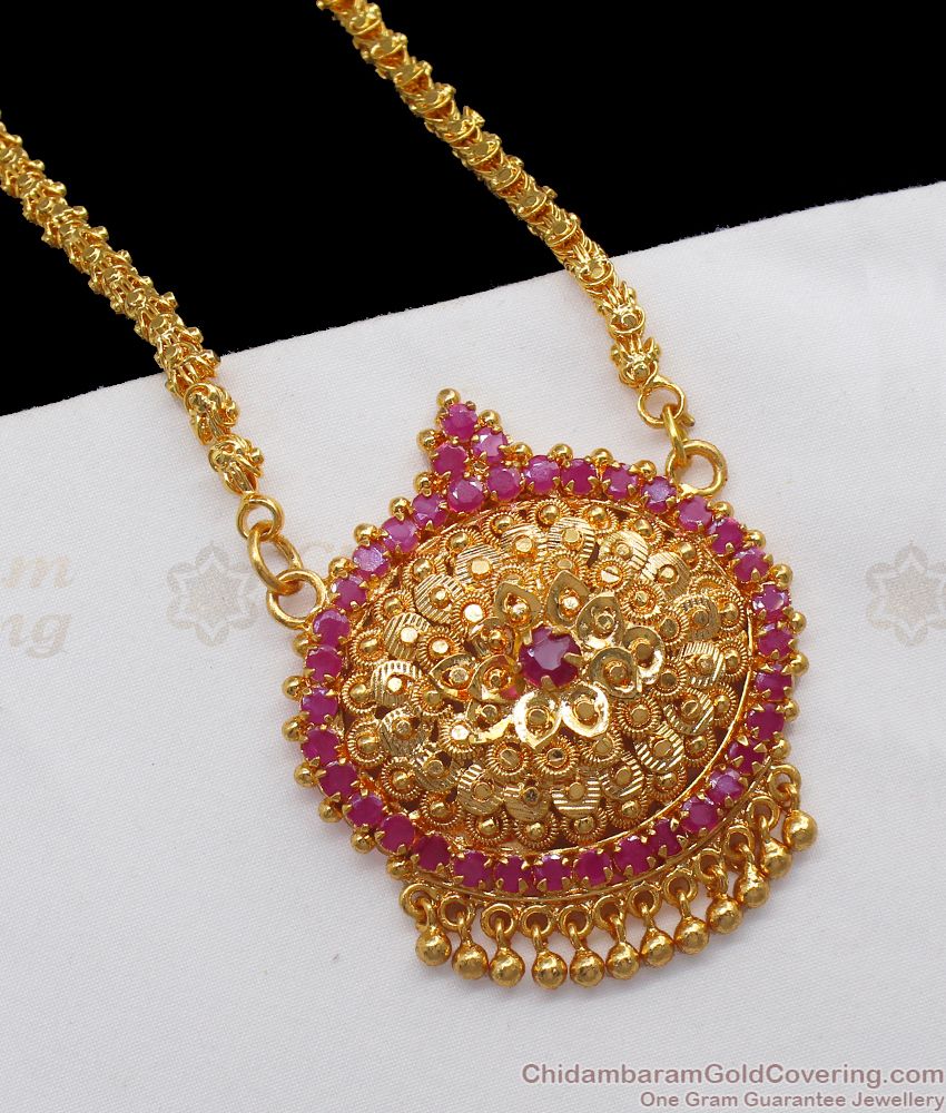 Sparkling Flower Ruby Stone Gold Big Dollar Chains BGDR771