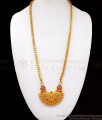 Chandbali Lakshmi Dollar Design Gold Chain With Ruby Emerald Stone BGDR776