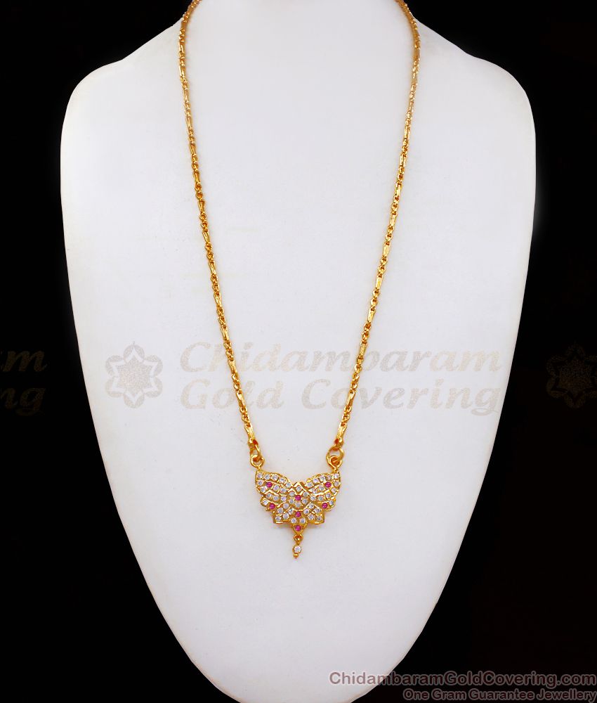 Real Impon Dollar Ruby White Stone Gold Chain Collections BGDR793