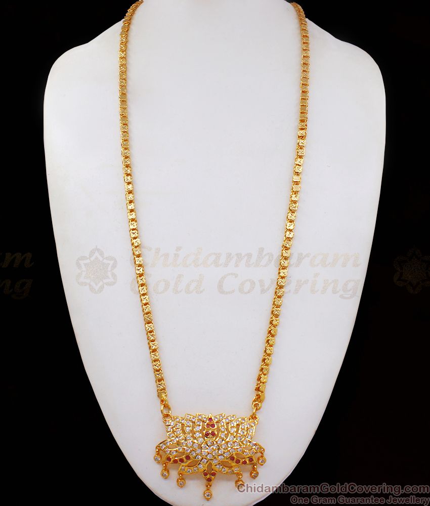 30 Inches Long Lotus Flower Design Real Impon Dollar Gold Chain BGDR795-LG