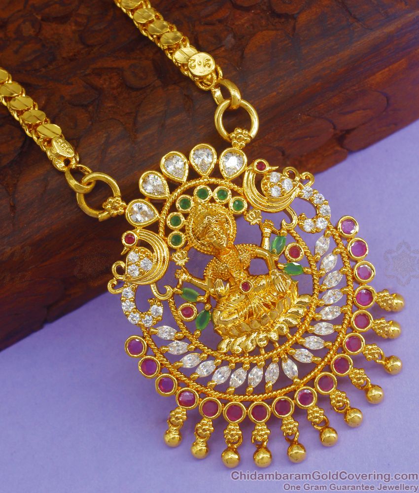 Original Gold Plated Grand Lakshmi Dollar Chain Multi Stone BGDR802