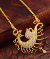 Gorgeous Multi Stone Peacock Pendant Gold Chain BGDR803