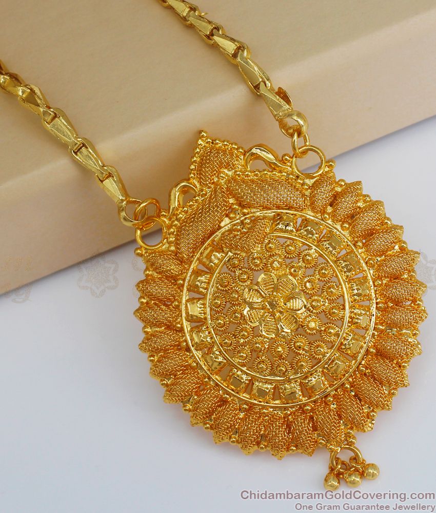 One Gram Gold Daily Wear Flower Design Big Dollar Chain BGDR810