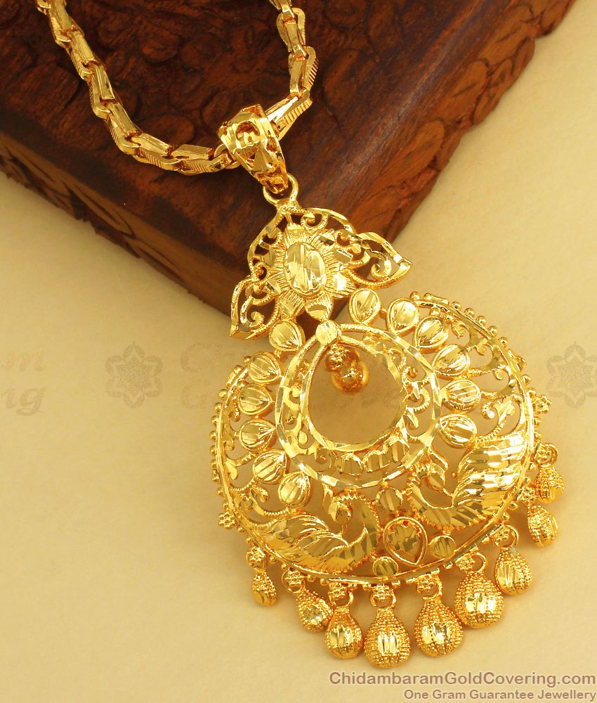 Stunning Dual Peacock Design Gold Beaded Dollar Chain BGDR817