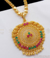 Tremendous Ruby Emerald Stone Net Pattern Gold Pendant Chain BGDR822