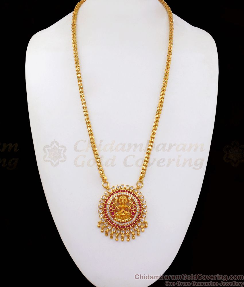 Goddess Lakshmi Ruby White Kemp Stone Dollar Chain BGDR824