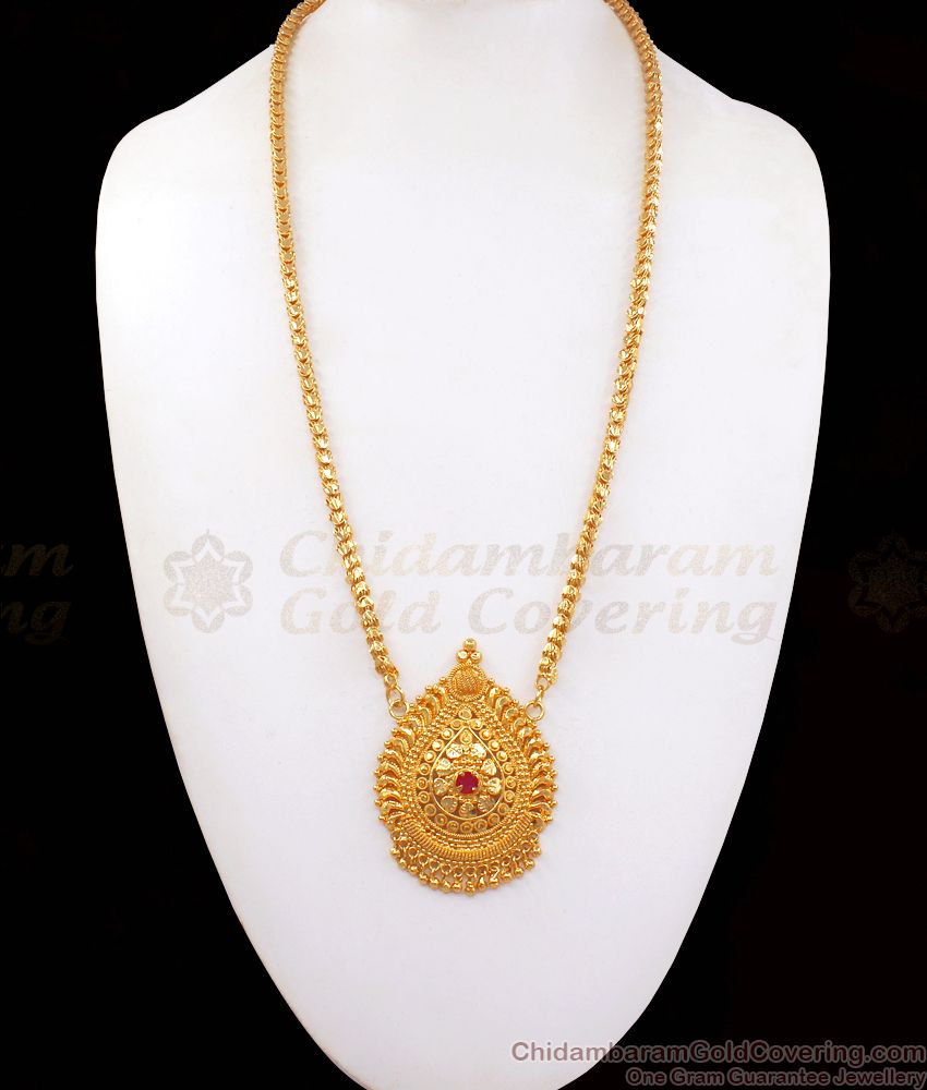 Ruby Stone Gold Plated Big Dollar Chain Womens Fashion BGDR829