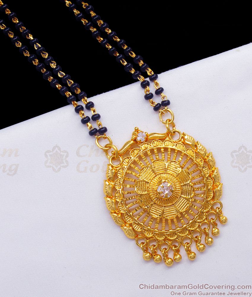 Unique One Gram Gold Dollar White Stone Mangalsutra Chain BGDR840