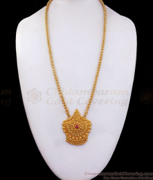 One Gram Gold Dollar Chain Chandabali Single Ruby Stone Design  BGDR844 One Gram Gold Dollar Chain Chandabali Single Ruby Stone Design  BGDR844