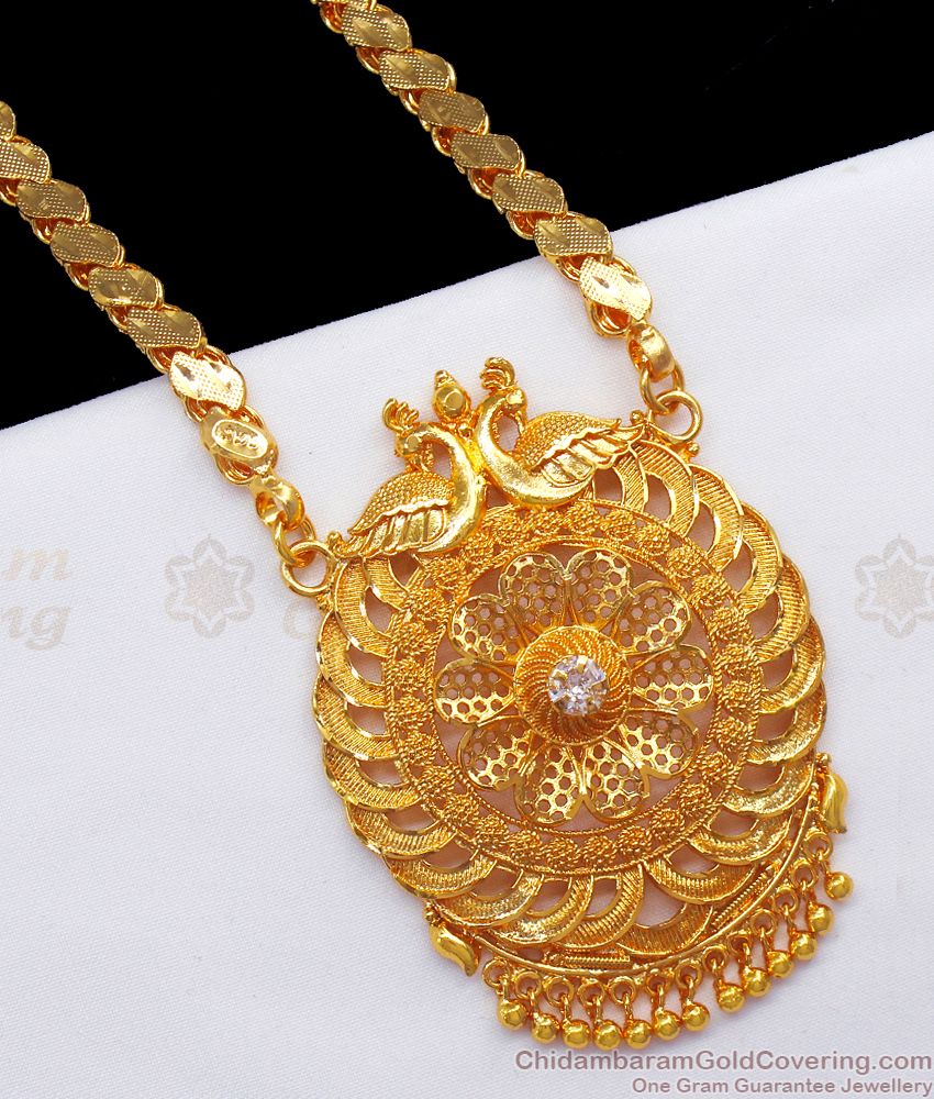 Grand Peacock Gold Plated Dollar Chain White Stone Bridal Wear BGDR847 Grand Peacock Gold Plated Dollar Chain White Stone Bridal Wear BGDR847