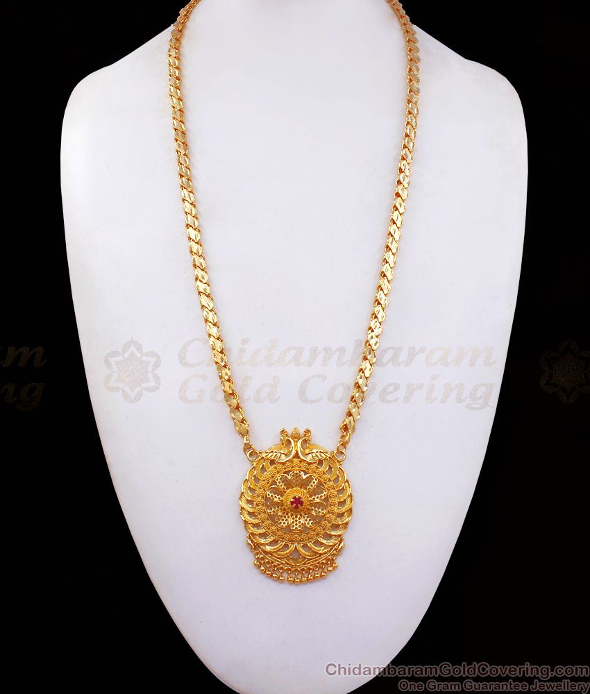 Latest One Gram Gold Chain Peacock Designs Ruby Stone BGDR848 Latest One Gram Gold Chain Peacock Designs Ruby Stone BGDR848