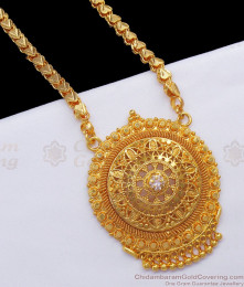 Latest Kerala Design Gold Dollar Chain White Stone Imitation Jewelry BGDR849 Latest Kerala Design Gold Dollar Chain White Stone Imitation Jewelry BGDR849