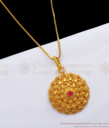 Thin Gold Plated Chain Ruby Stone Flower Dotted Dollar BGDR862 Thin Gold Plated Chain Ruby Stone Flower Dotted Dollar BGDR862
