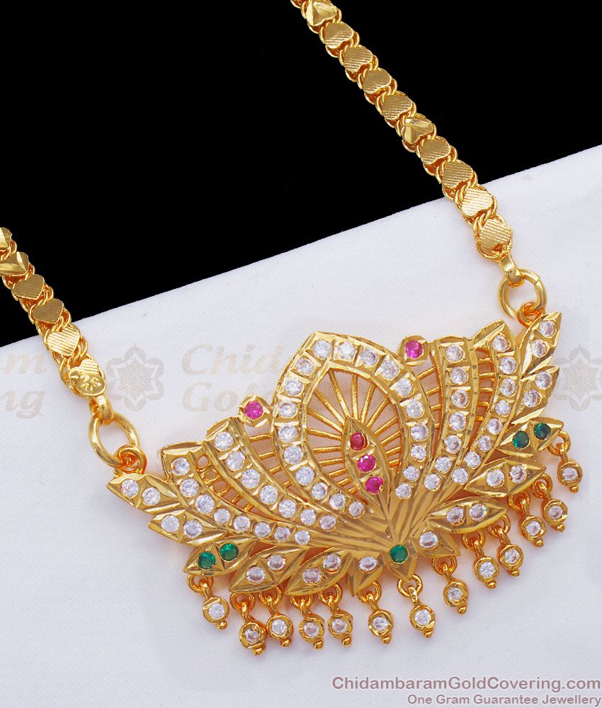 MultiStone Impon Lotus Dollar Design Gati Stone Jewellery With Chain BGDR869