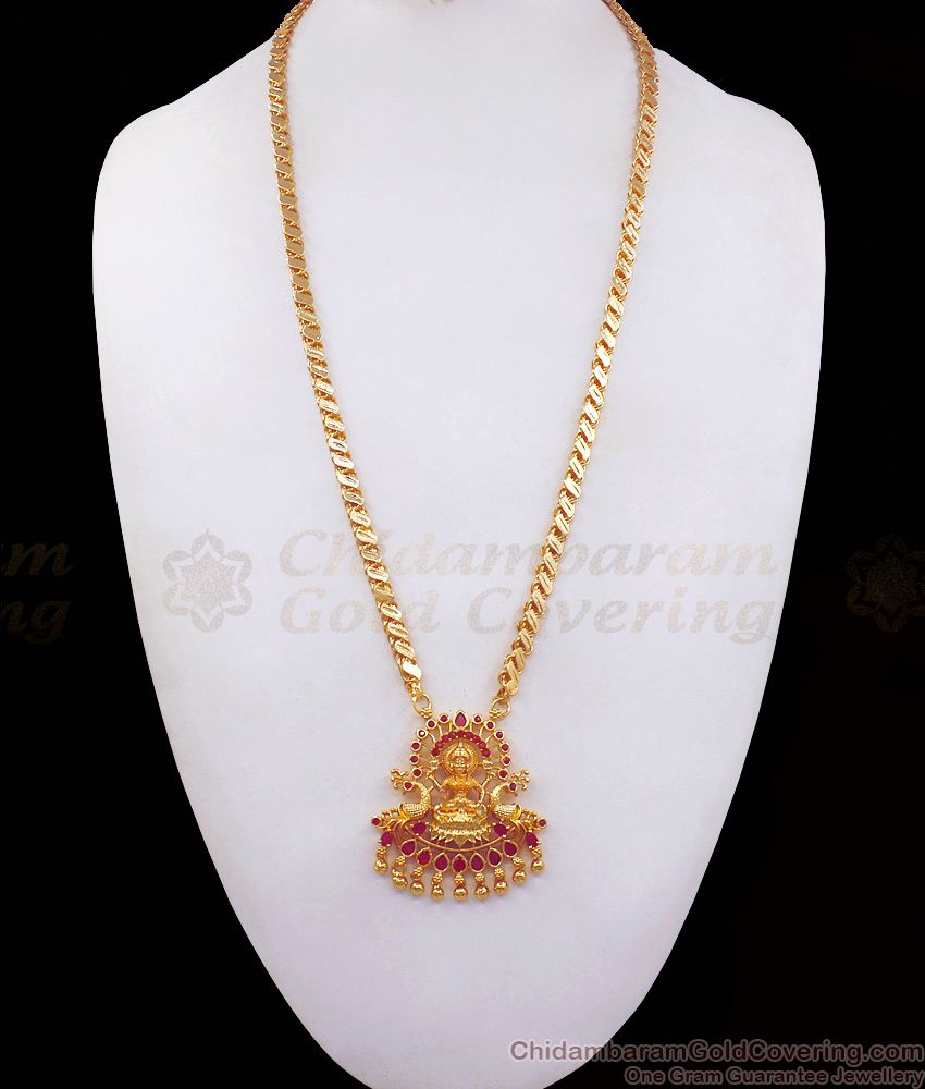 Goddess Lakshmi Dollar Gold Plated Chain Multi Stone BGDR877