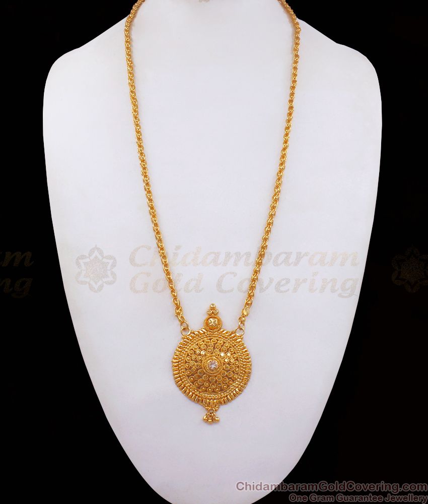 24 Inch Gold Tone Dollar Chain White Stone Womens Daily Use BGDR878