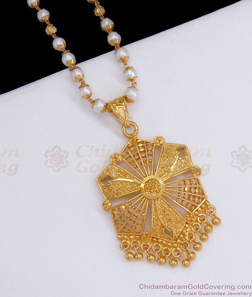 24K Gold leaf Design Dollar With Pearl Chain BGDR884