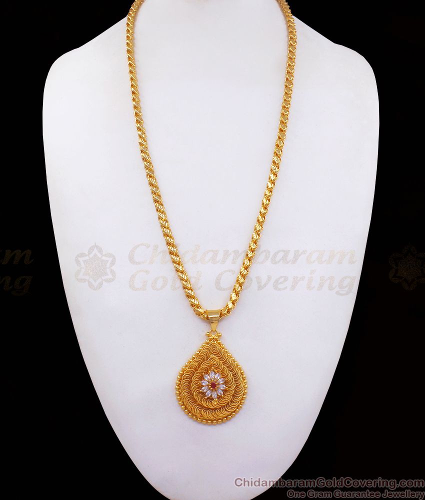 One Gram Micro Gold Dollar Chain Grand CZ Stone Jewelry BGDR888