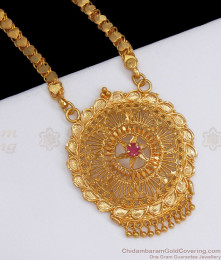 Simple Gold Plated Dollar Ruby Stone With Heart Chain BGDR889 Simple Gold Plated Dollar Ruby Stone With Heart Chain BGDR889