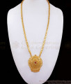 Simple Gold Plated Dollar Ruby Stone With Heart Chain BGDR889